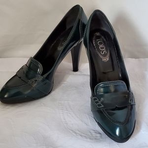 Tod's Pointy Mocassino Dark Green Sz  38.5